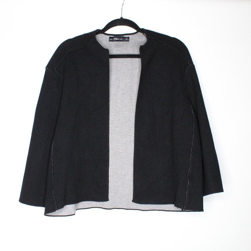 Zara Knit Open Cardigan Black Sweater